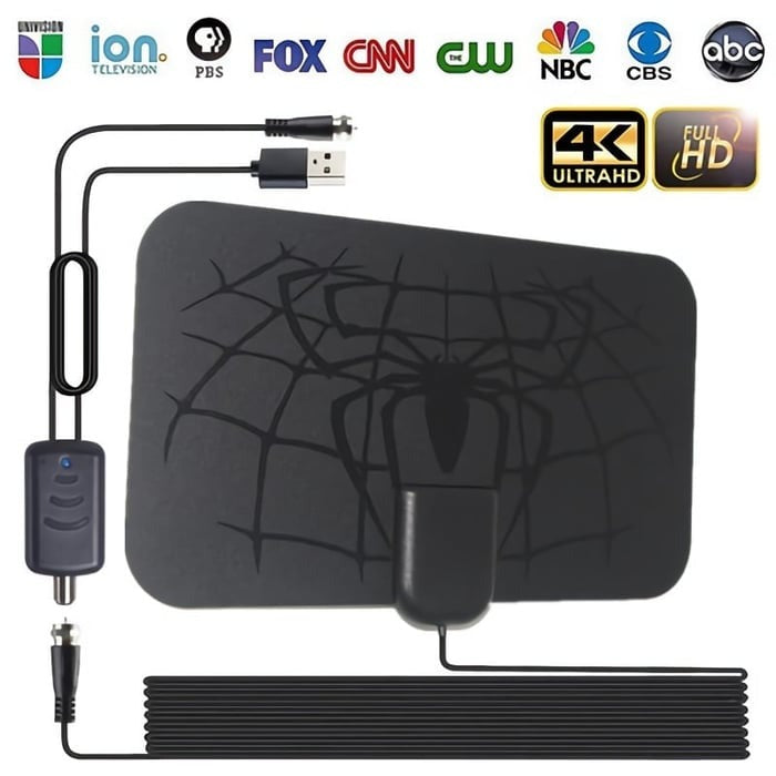 🔥LAST DAY 49% OFF--Spider pattern new HDTV cable antenna 4K (5G chip, 🌎 can be used worldwide)