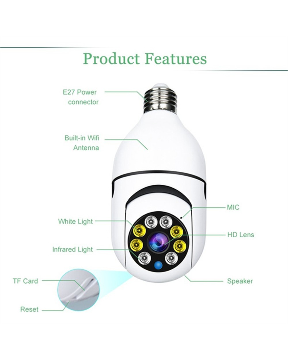 🔥Last Day Promotion🔥-Wireless Wifi Light Bulb Camera Security Camera