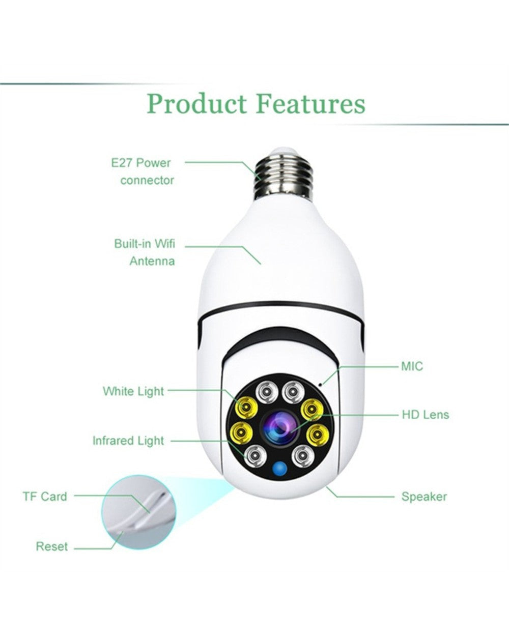 🔥Last Day Promotion🔥Wireless Wifi Light Bulb Camera Security Camera