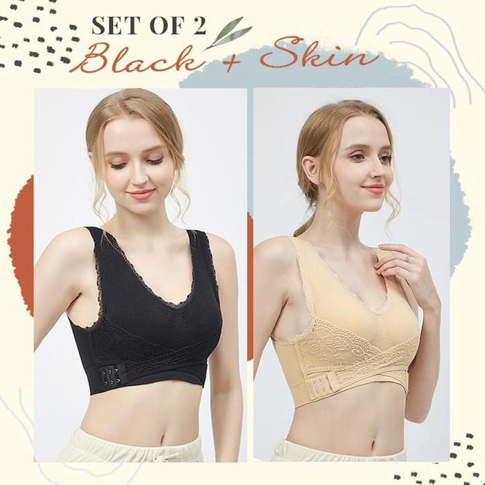 Instant Lift Front Cross Side Buckle Lace Bra