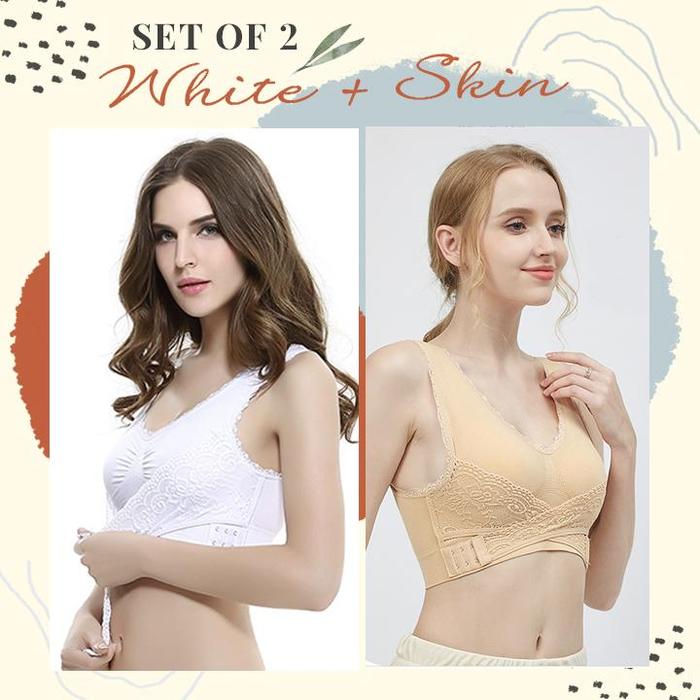 Instant Lift Front Cross Side Buckle Lace Bra