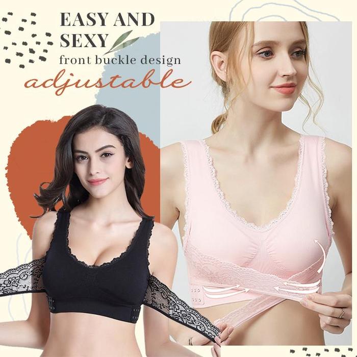 Instant Lift Front Cross Side Buckle Lace Bra