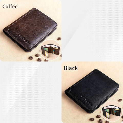 Multi-functional RFID Blocking Waterproof Durable Genuine Leather Wallet