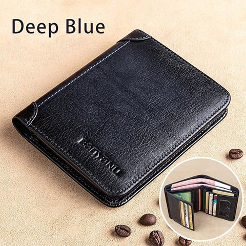 Multi-functional RFID Blocking Waterproof Durable Genuine Leather Wallet