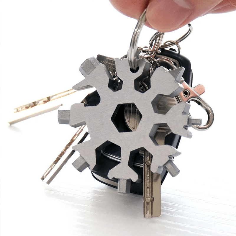 Amenitee 18-in-1 stainless steel snowflakes multi-tool&keychain