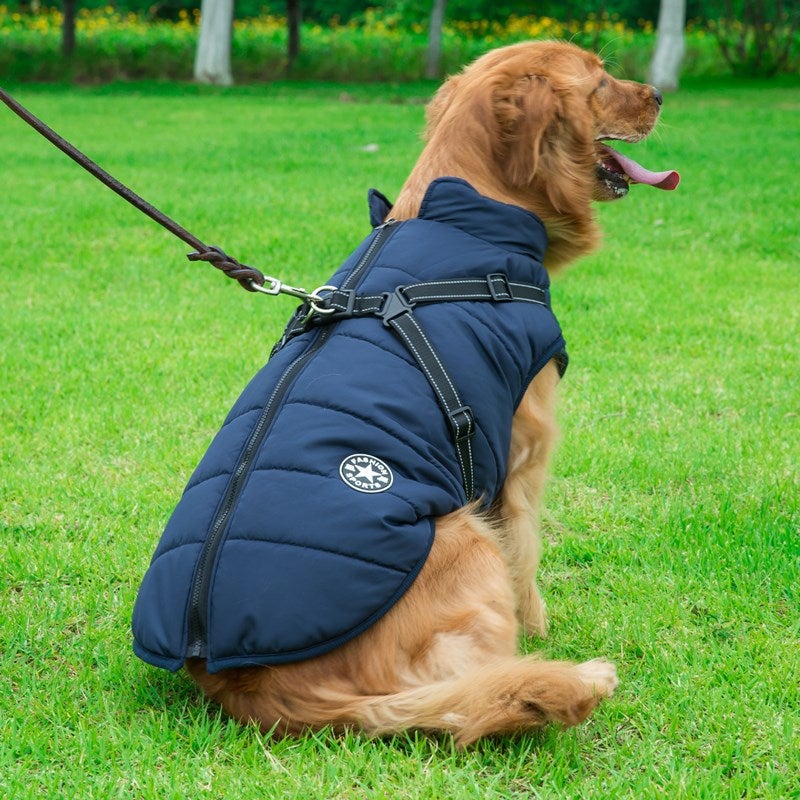 2022 Newest Dog Waterproof Winter Jacket with Built-in Harness