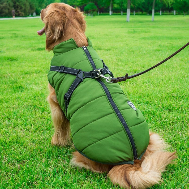 2022 Newest Dog Waterproof Winter Jacket with Built-in Harness