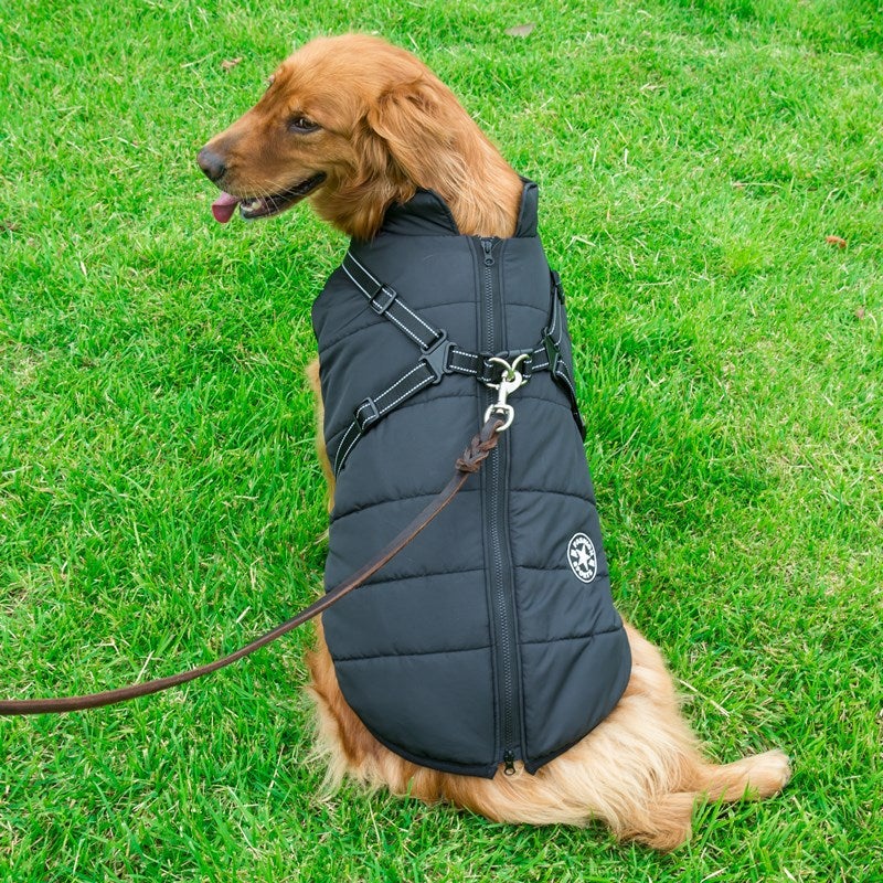 2022 Newest Dog Waterproof Winter Jacket with Built-in Harness